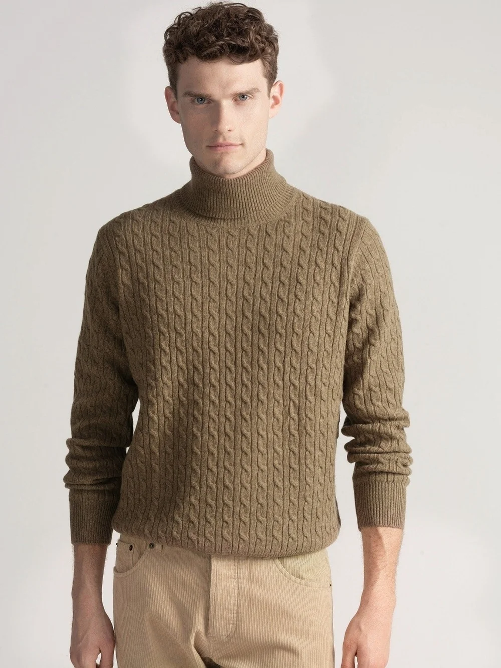 Barry Bricken 100% Merino Brown Turtleneck Men's Sweater Pullover Fall Old Money